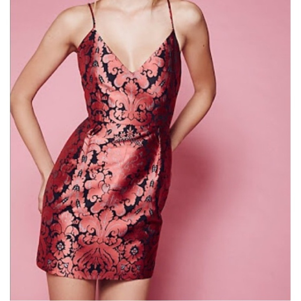 Free People Queen of Hearts Brocade Mini Cocktail Dress Size 12 Spaghetti Strap
